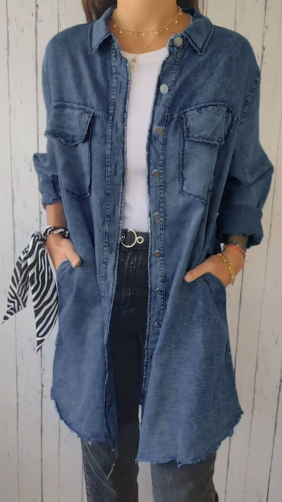 Chemise À Manches Longues En Faux Denim