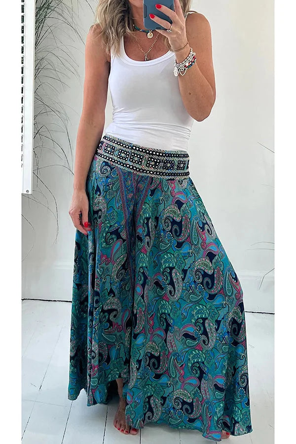 Pantaloni larghi stampati bohémien da donna