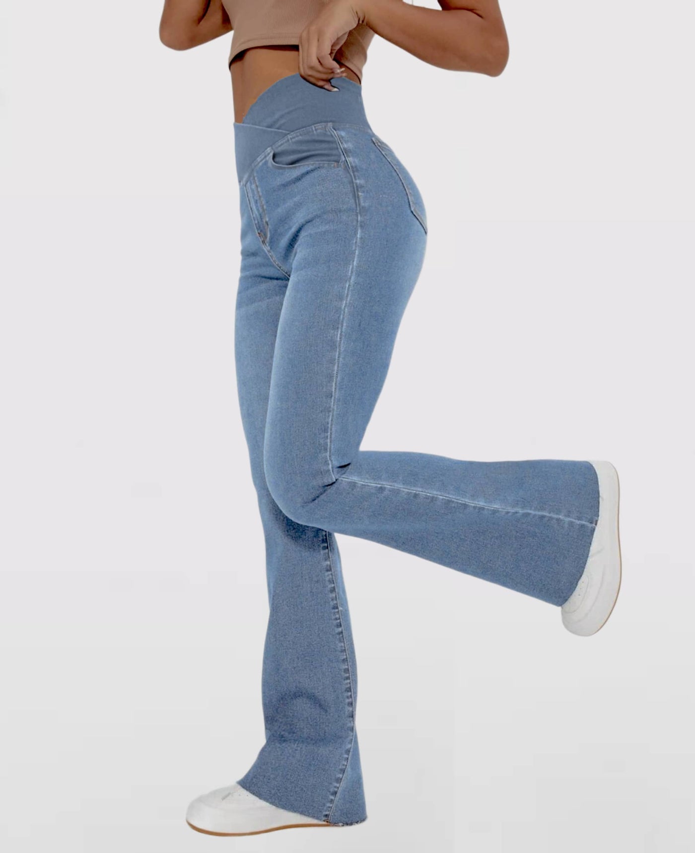 Aida | High-Waisted Crossover Stretch Jeans