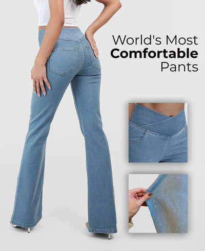 Aida | High-Waisted Crossover Stretch Jeans