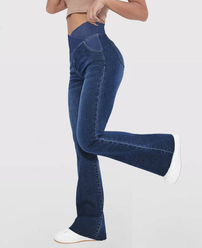 Aida | High-Waisted Crossover Stretch Jeans