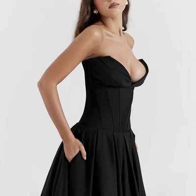 Robe corset mi-longue sans bretelles