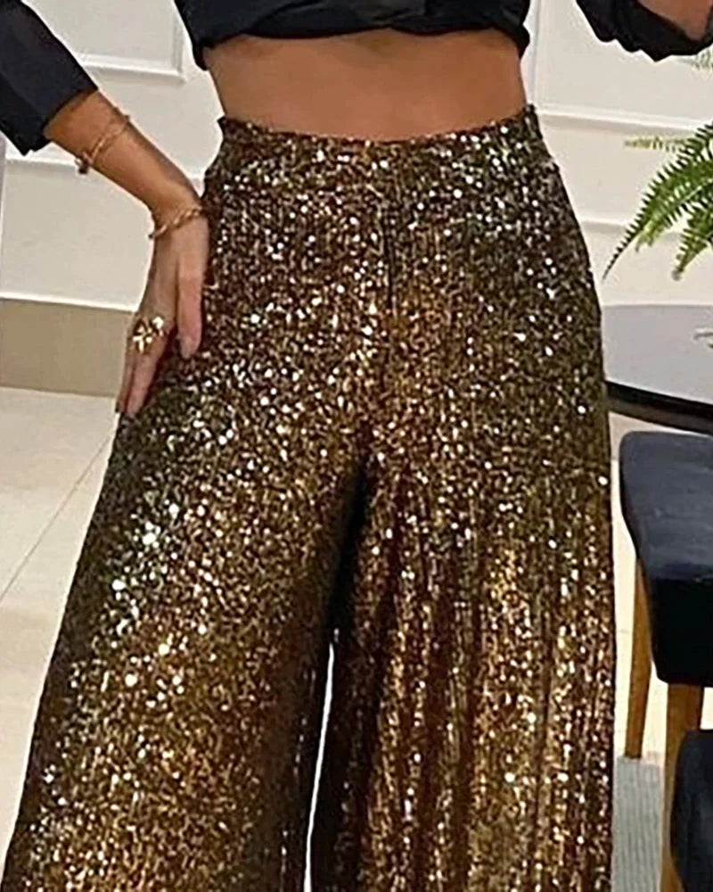 Allegra® – Wide-Leg Sequined Pants