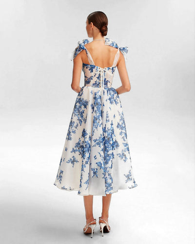 Charmante robe à fleurs bleu et blanc