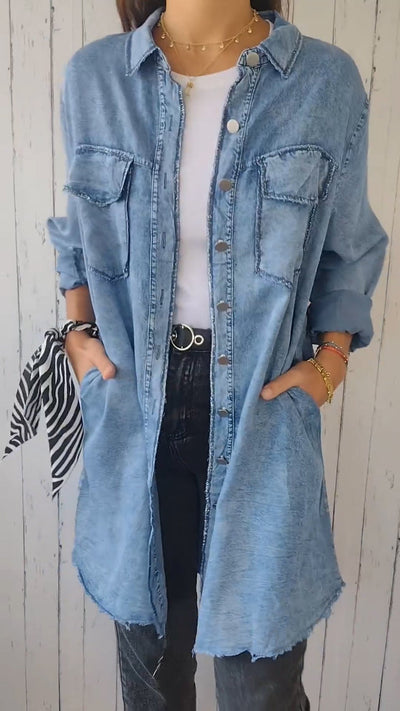 Chemise À Manches Longues En Faux Denim