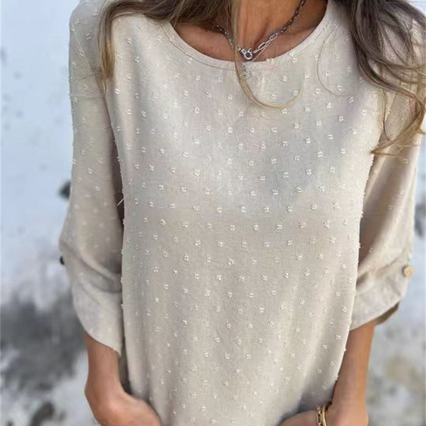 Casual Jacquard Round Neck Top