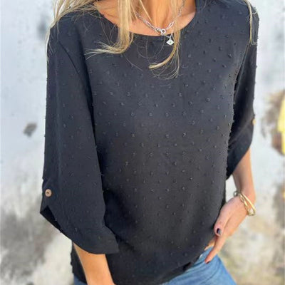 Casual Jacquard Round Neck Top